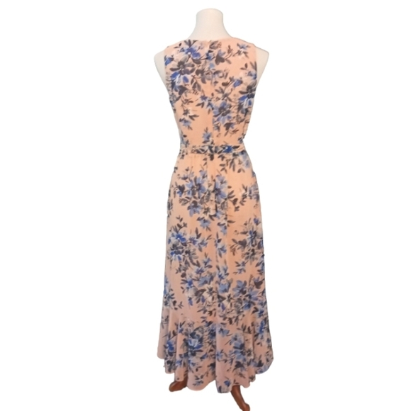Eliza J Dress Pink Floral Ruffle High Low Maxi Faux Wrap Size 6 - Picture 5 of 8